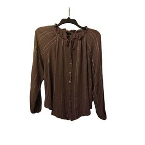 Torrid 3/4 length sleeves rayon button up blouse plum silver thread women Large